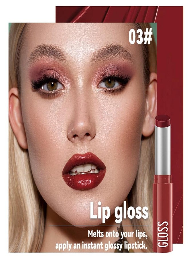 HHLTOH 1Pc Brownish Red Butter Lipstick Tinted Lip Balm, Shine Moisturizing Plumper Lipstick for Women,Natural Nourishing Hydrating Lip Gloss Stain for Dry Lips,Lightweight Lip Liner Care Vegan Makeup - Image 2